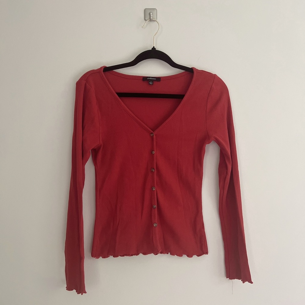 Burnt Orange 🍊 Button Up VNeck top